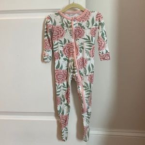 Kickee Pants Fresh Air Florist Print Footie with Zipper Pajamas Bamboo Sz 12-18